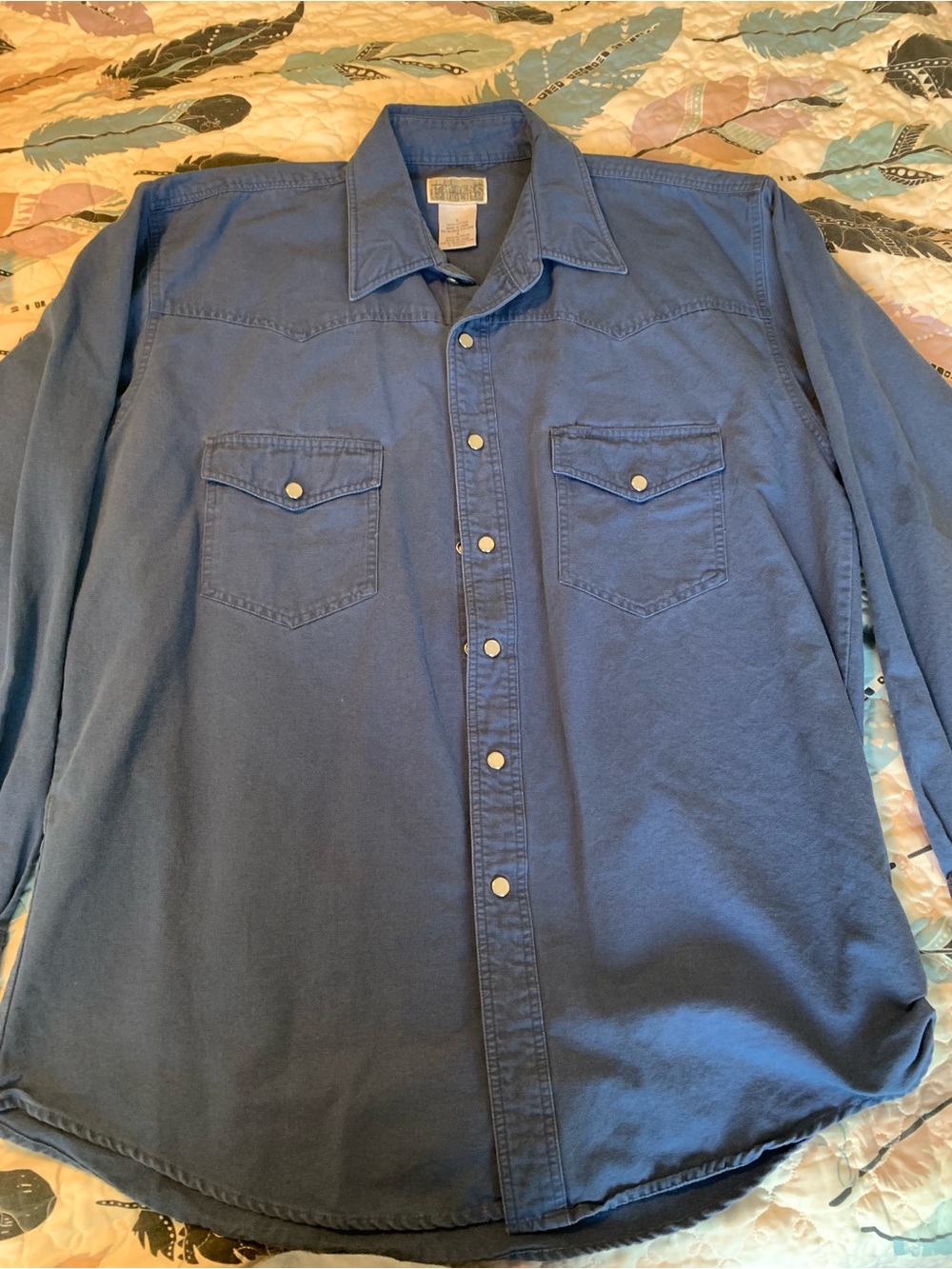 Men's Casual Navy Button-Down Western Shirt